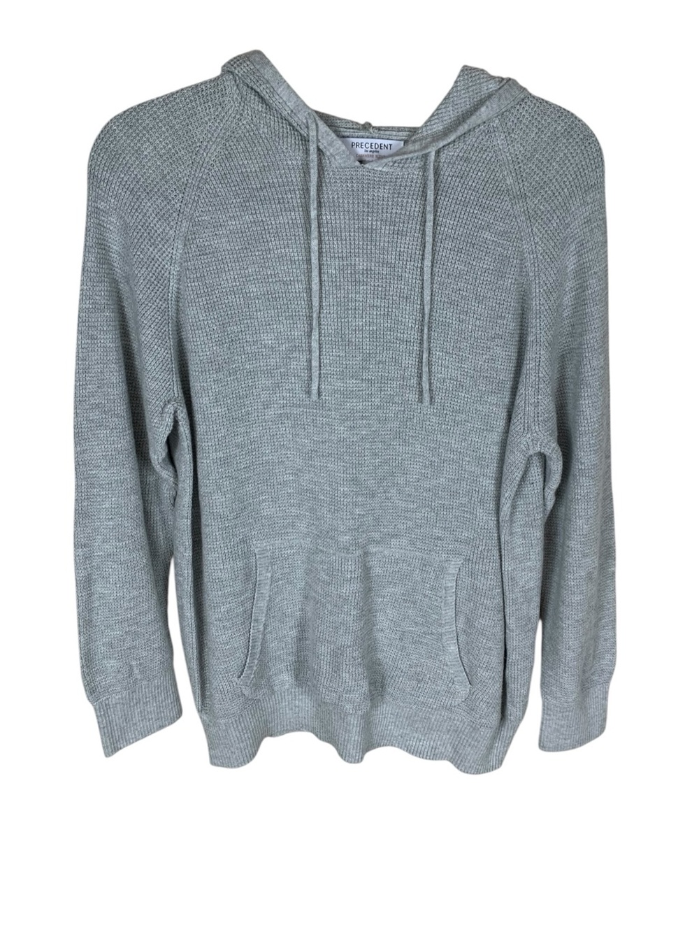 Men's Precedent Gray Cashmere Blend Long Sleeve Waffle Knit Hoodie Sweater L